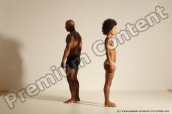 Underwear Gymnastic poses Woman - Man Black Muscular Dancing Dynamic poses Academic